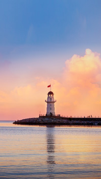 Alanya lighthouse at sunset time