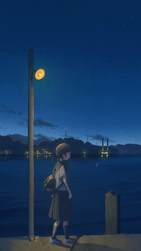 夜幕下的少女