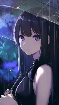 透明雨伞下的少女
