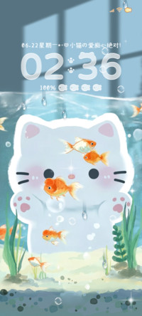 OS鱼缸动态贴贴小猫