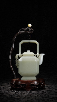 Blue jade lifting beam square teapot