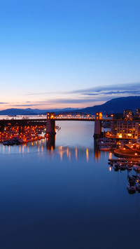 Vancouver's historic Burrard Bridge at night