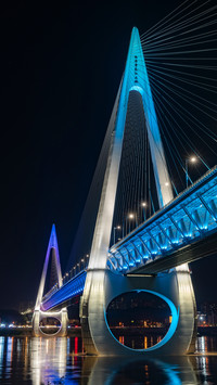 Modern Bridge, Shining in the Night Sky