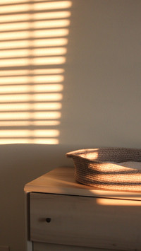 Sunset peeking through windows in the evening