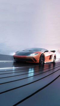 Fast luxury sports car speeding