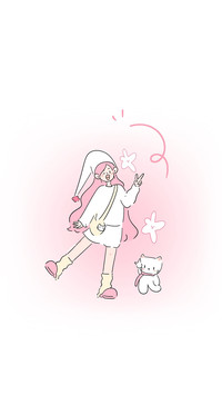 小女孩治愈插画壁纸-锐景创意
