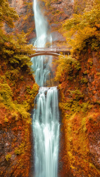 The Multnomah Falls, a Waterfall Along a Historic River