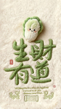 毛茸茸文字好运壁纸-锐景创意