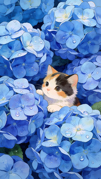 花丛里的小猫