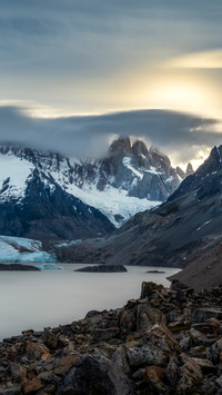 Sunset over lake torre