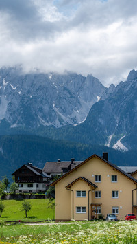 A snowy mountain town in austria
