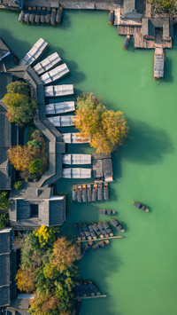 Water town wuzhen painting middle reaches