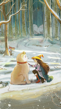 Girl is Petting Her Dog