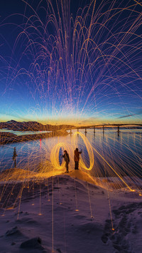 Light Painting Sparks Spinning