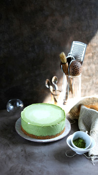 Layered cake with white chocolate and matcha tea