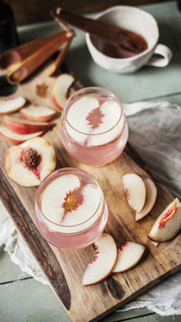 Young girl heart full of peach drink 4