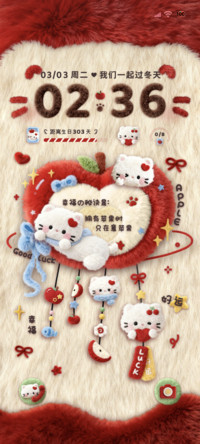 毛绒小猫苹果风铃