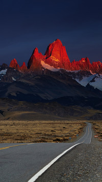 Mount Fitz Roy at sunrise, alpenglow