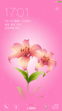 百合粉红之美【动态下雨锁屏+音乐锁屏】