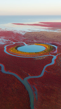 Aerial view of the red beach