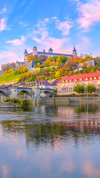 The Marienberg Fortress reflecting in river