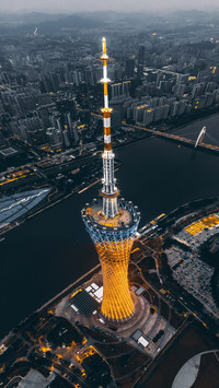 A tower overturns the city small man waist 43