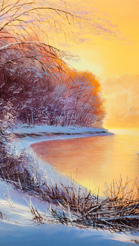 Oil painting on ice and snow
