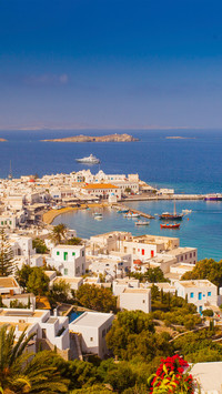 Overlooking the port of mykonos