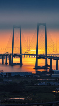 The shenzhenzhongshan bridge in the dawn