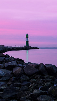 Mole in Warnemuende (Germany) at night