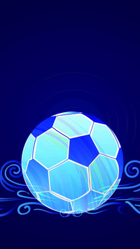 Illustration of soccer ball on blue abstract background