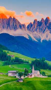 Santa Maddalena village in Val di Funes in summer