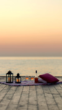Romantic picnic on the beach