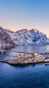 Panorama of the small town of Reine at the very end