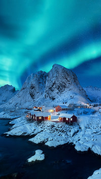 Natural landscape with northern lights