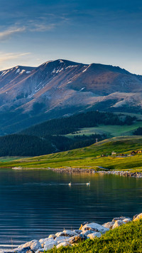Sayram lake in the early morning