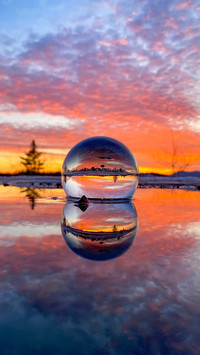 Beautiful sunset captured by the lens ball