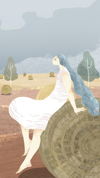 Girl Resting on Farm