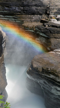 Rainbow at Mistaya River Alberta Province