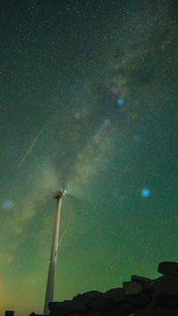 Two meteors and a windmill
