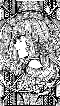 Black and white anime beauty illustration