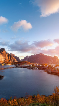 Sunrise over the lofoten islands in norway