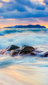 Beautiful seascape on sunset background