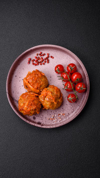 Meaty Delights, Spicy Meatballs with Cherry Tomatoes