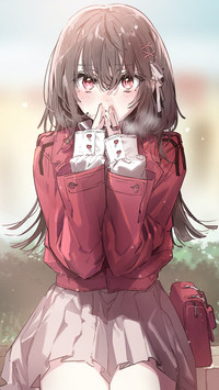 3d Illustration of Girl with Brown Hair in Red Dress