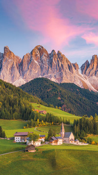Santa Magdalena village on the italian Dolomites