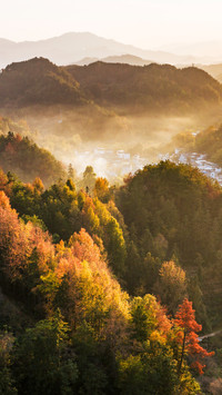 The mountains of Anhui glow in the morning light.