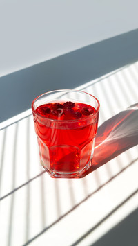 Red cocktail with raspberries in a glass