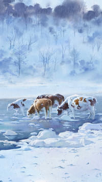 Oil painting on ice and snow