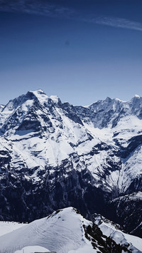 The summit of the snowcapped mountain